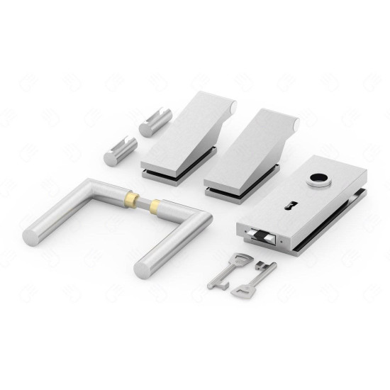 Set complet usi sticla inox cu balamale orizontale cheie