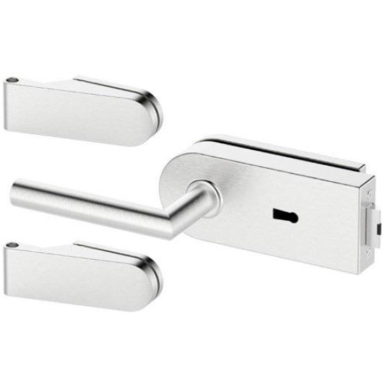 Set complet usi sticla inox cu balamale orizontale cheie 2