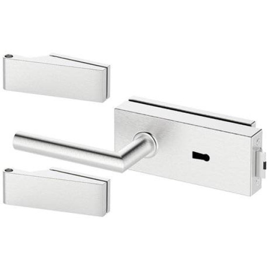 Set complet usi sticla inox cu balamale orizontale cheie 3