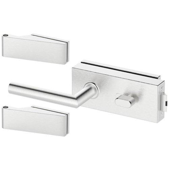 Set complet usi sticla inox cu balamale orizontale wc 3