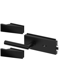 Set complet usi sticla negru mat cu balamale orizontale cheie