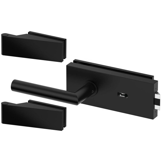 Set complet usi sticla negru mat cu balamale orizontale cheie
