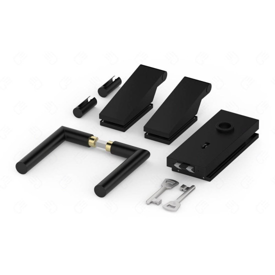 Set complet usi sticla negru mat cu balamale orizontale cheie