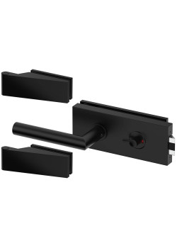 Set complet usi sticla negru mat cu balamale orizontale wc