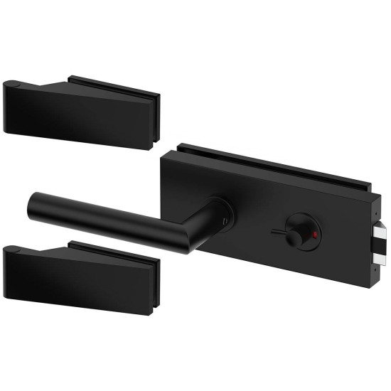 Set complet usi sticla negru mat cu balamale orizontale wc