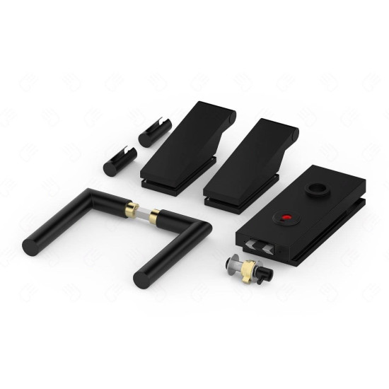 Set complet usi sticla negru mat cu balamale orizontale wc